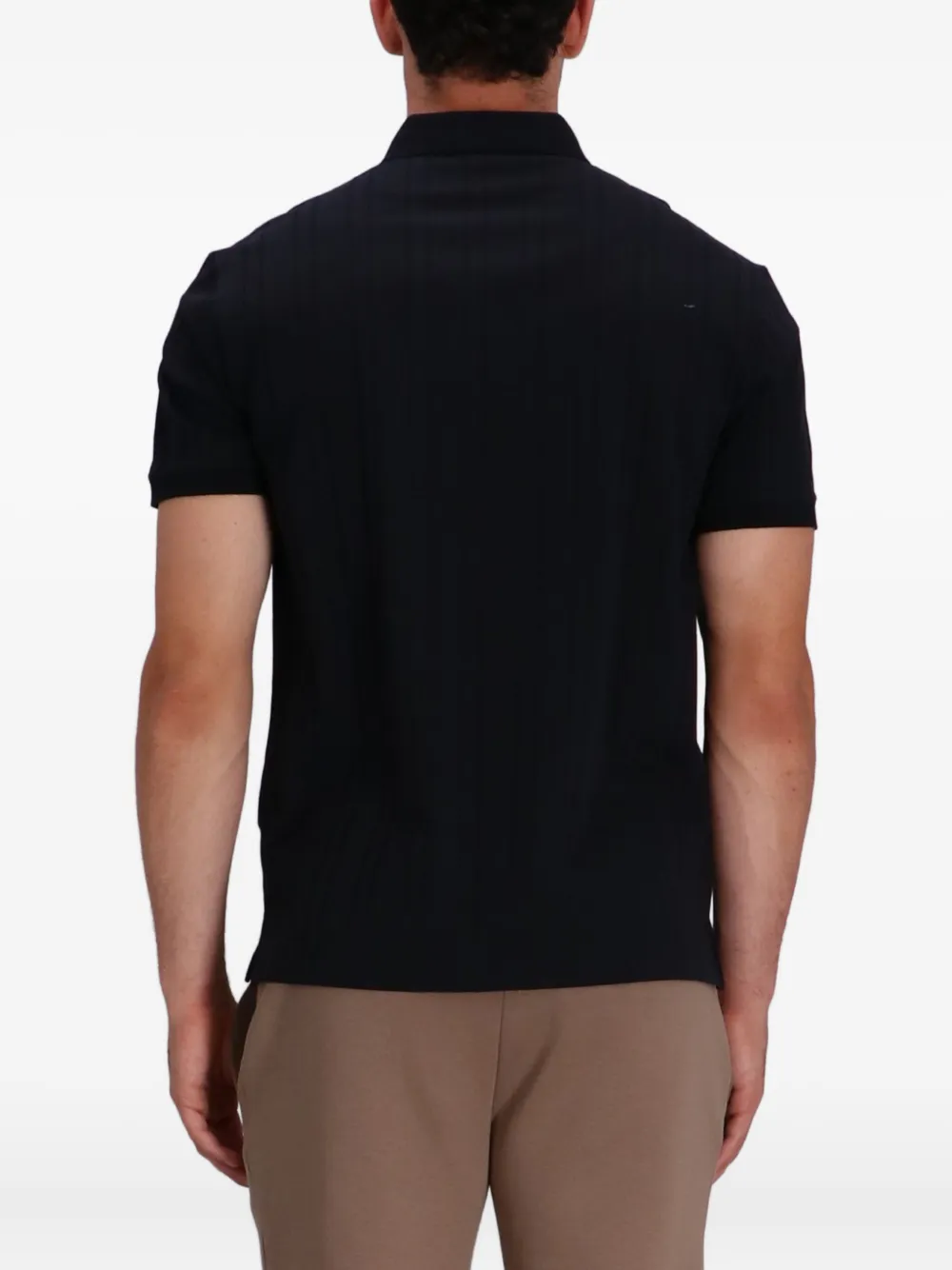 Emporio Armani Geribbeld katoenen poloshirt Zwart