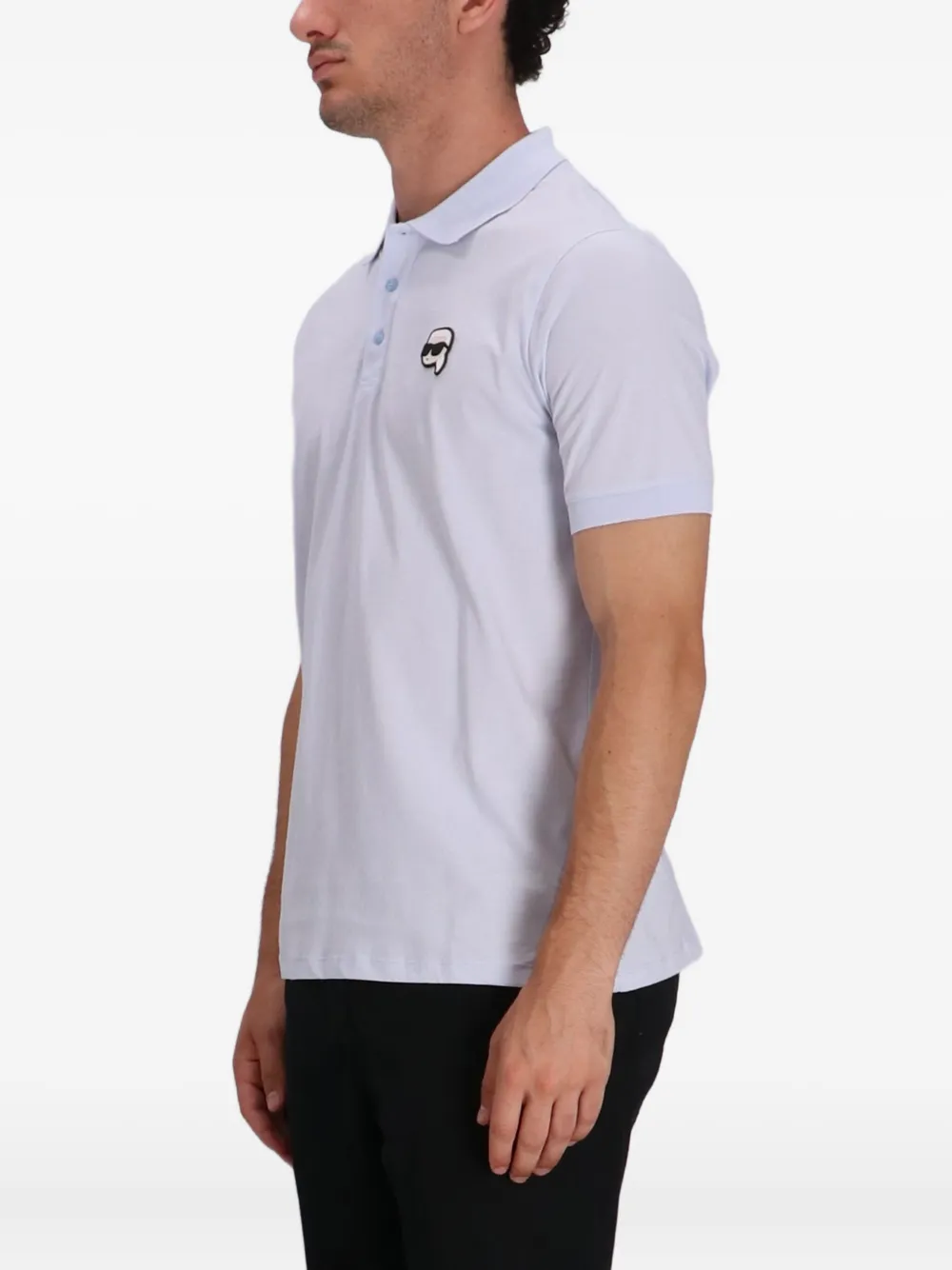Karl Lagerfeld Katoenen poloshirt met Ikon-applicatie Paars