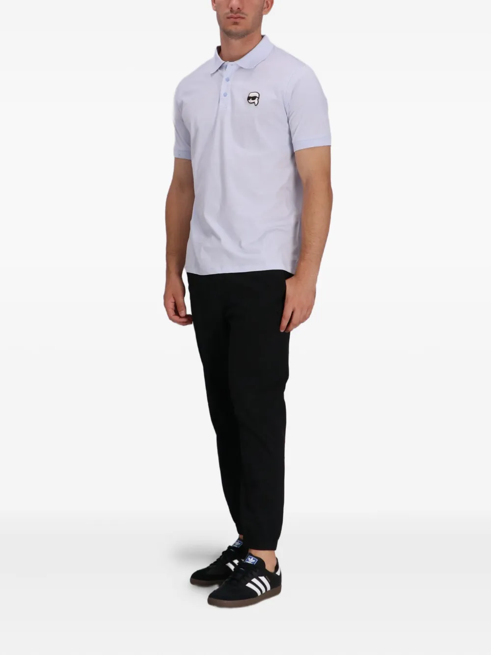 Karl Lagerfeld Katoenen poloshirt met Ikon-applicatie - Paars