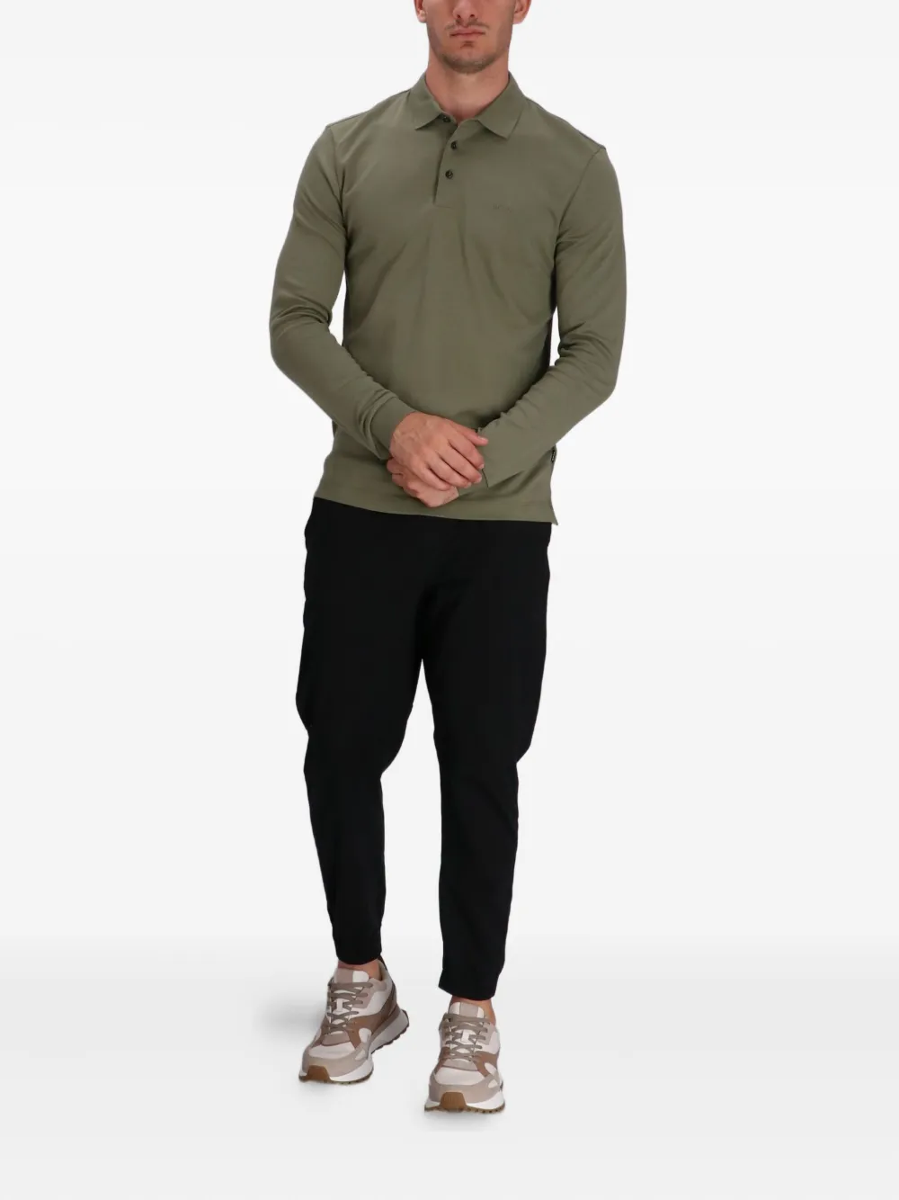 BOSS Poloshirt met lange mouwen - Groen