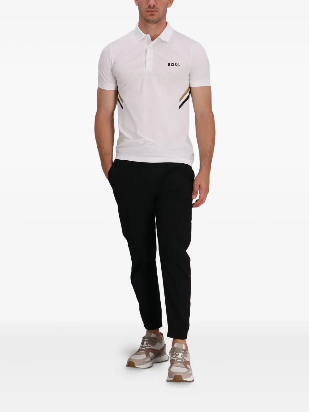 BOSS Poloshirt met gestreept-detail - Wit