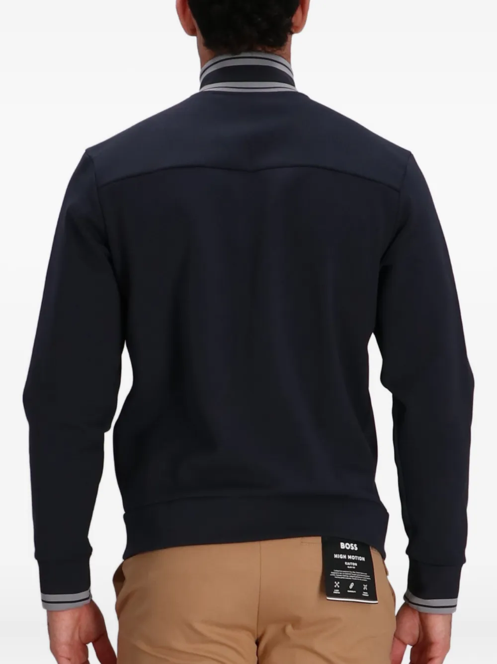 BOSS Trui met ritssluiting en geribbelde afwerking Blauw