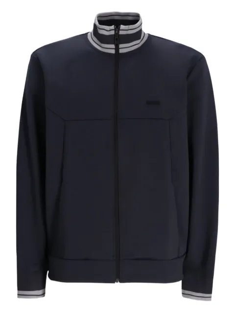 BOSS ribbed-trim zip-fastening sweater