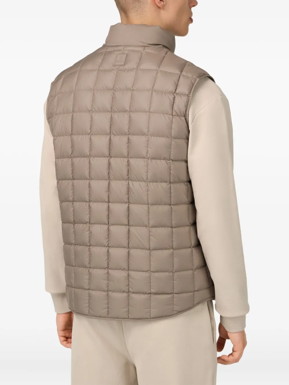 Boggi Milano Ens Taupe High-neck Quilted Shell-down Gilet In Brown
