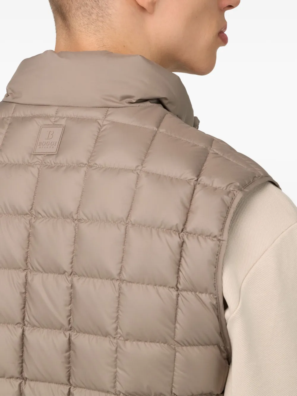 Boggi Milano Ens Taupe High-neck Quilted Shell-down Gilet In Brown