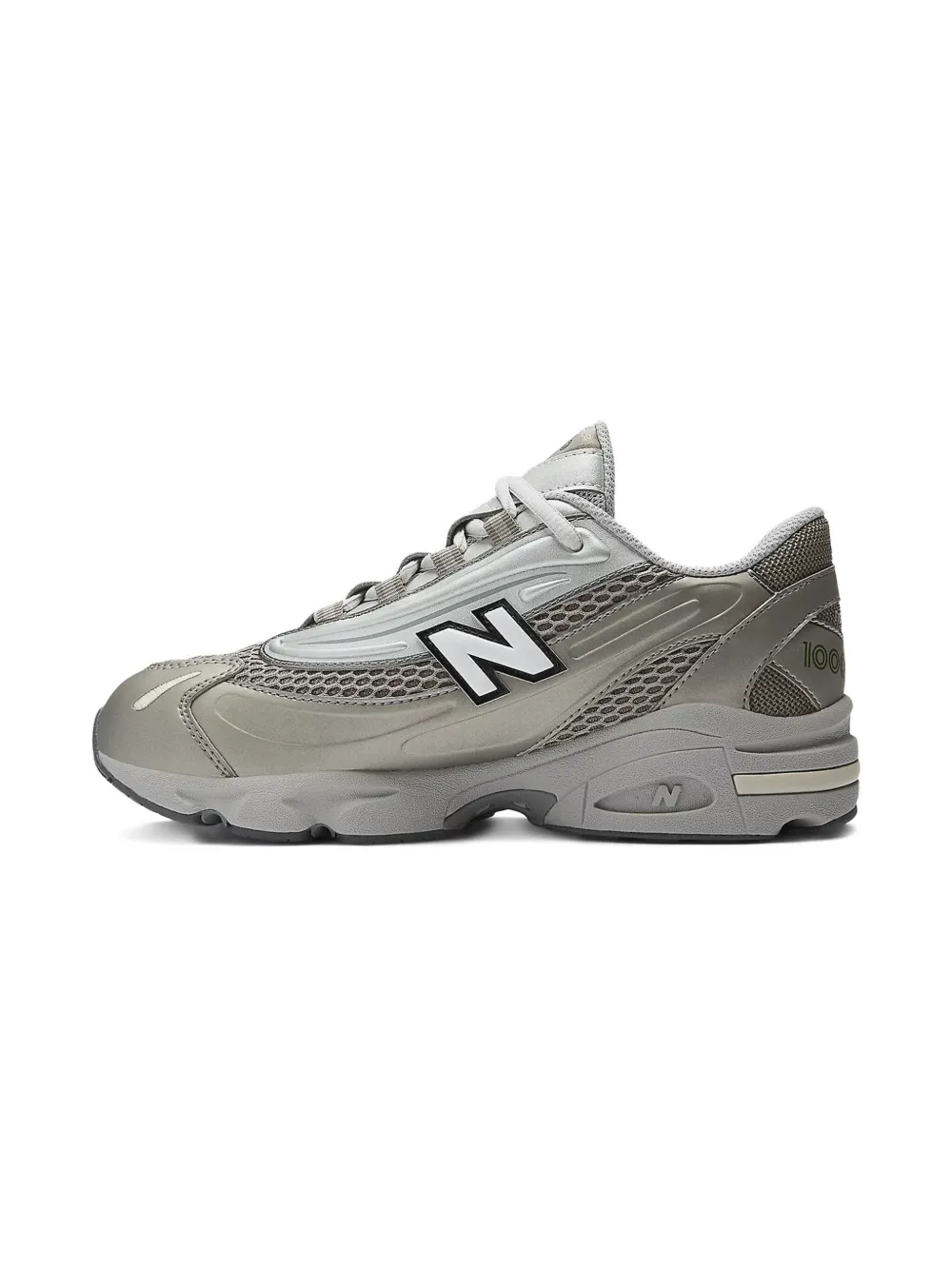 New Balance Kids 1000 Lace metallic-effect sneakers Grey