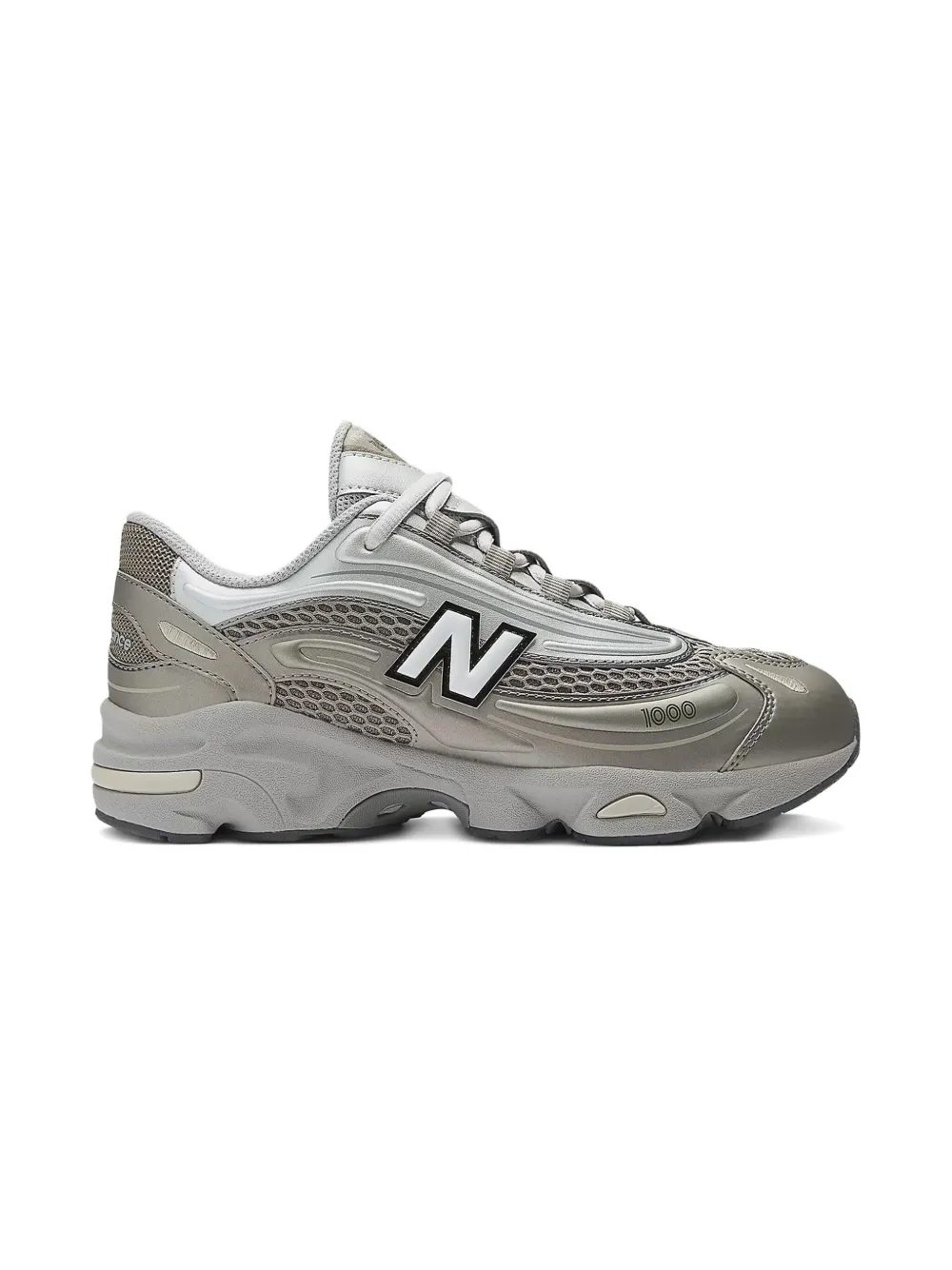 New Balance Kids 1000 Lace metallic-effect sneakers Grey
