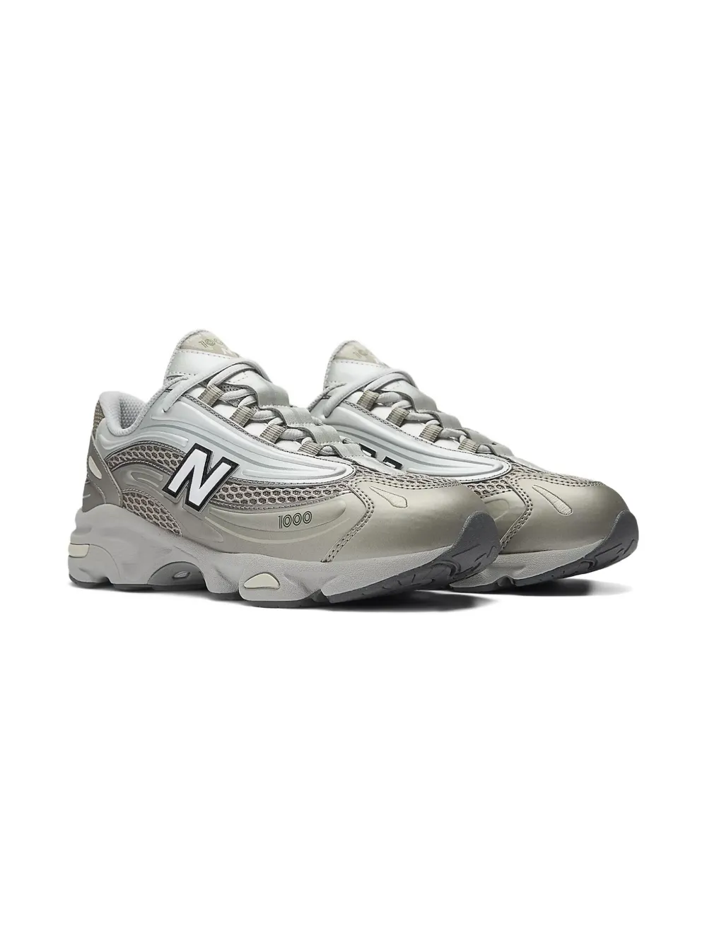 New Balance Kids 1000 Lace metallic-effect sneakers Grey