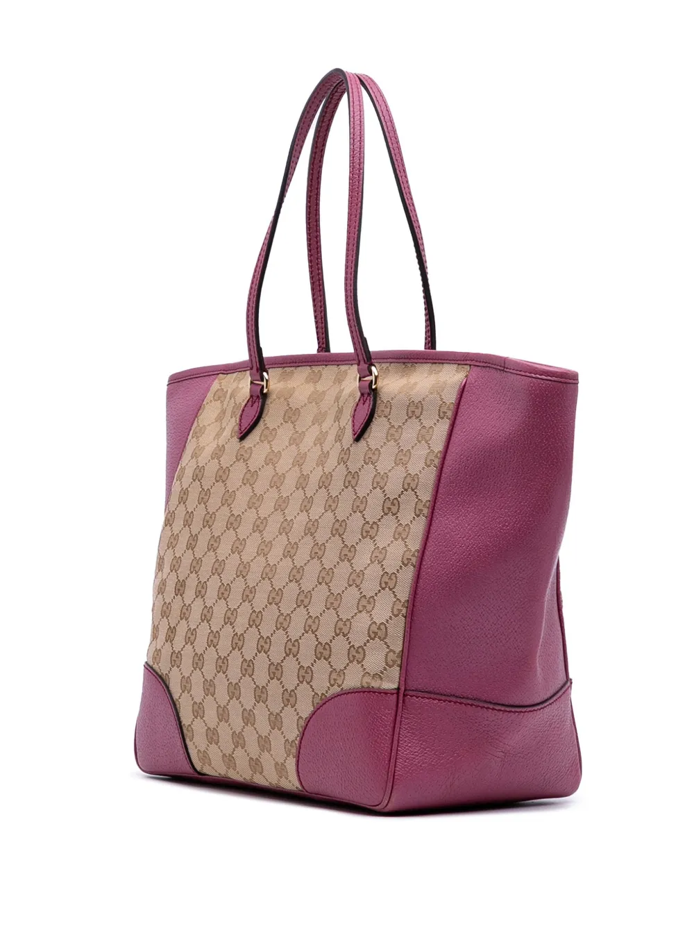 Pre-owned Gucci 2016-2025 Gg Canvas Bree Tote Bag In Purple