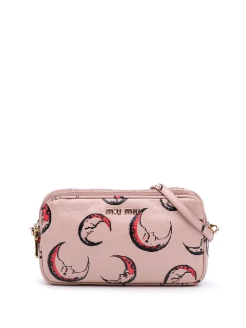 Miu Miu Pre-Owned 2010-2025 Madras Moon geitenleren crossbodytas met print en dubbele rits