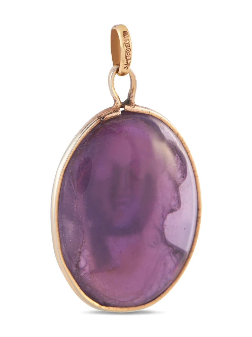 LB Exclusive 18K yellow gold Cameo amethyst pendant charm | Image 2