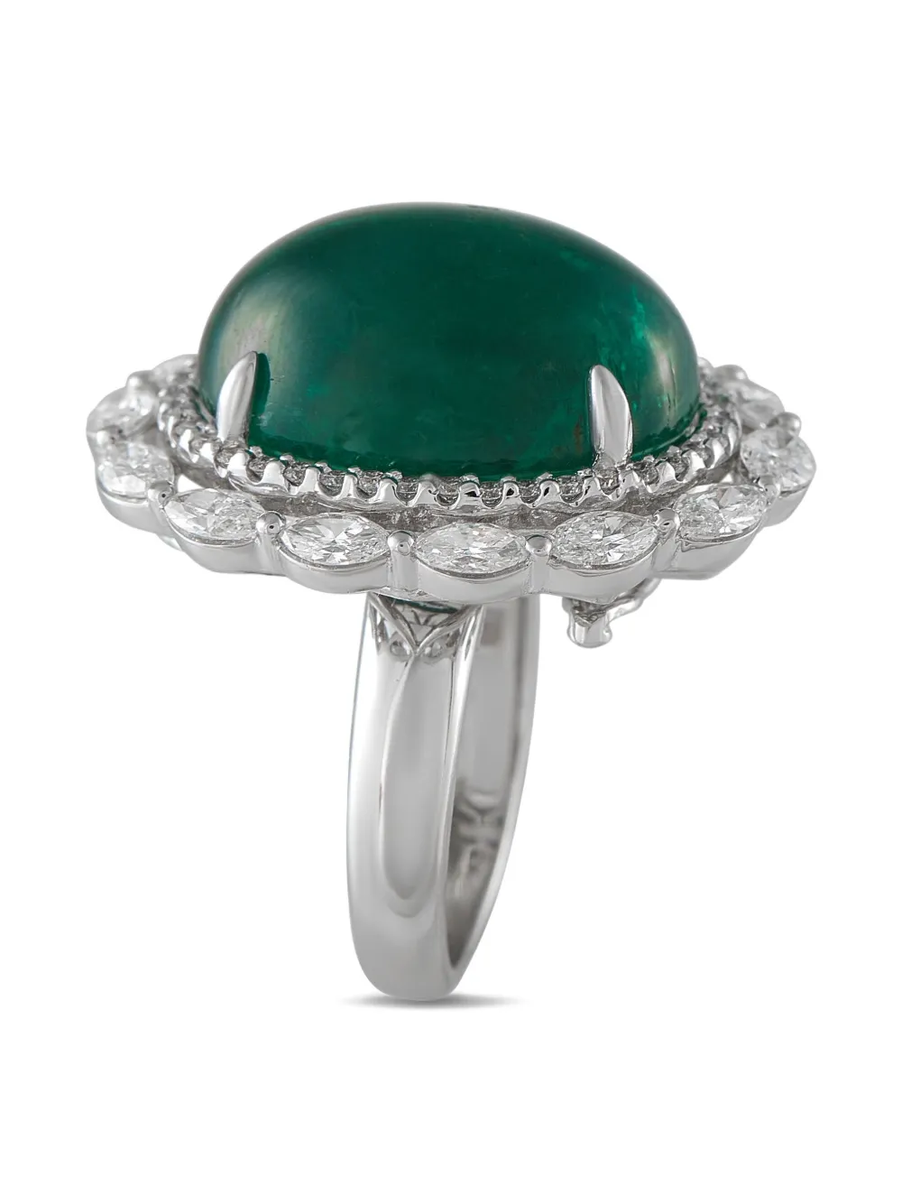LB Exclusive 18K white gold emerald and diamond ring | Silver | Image 1