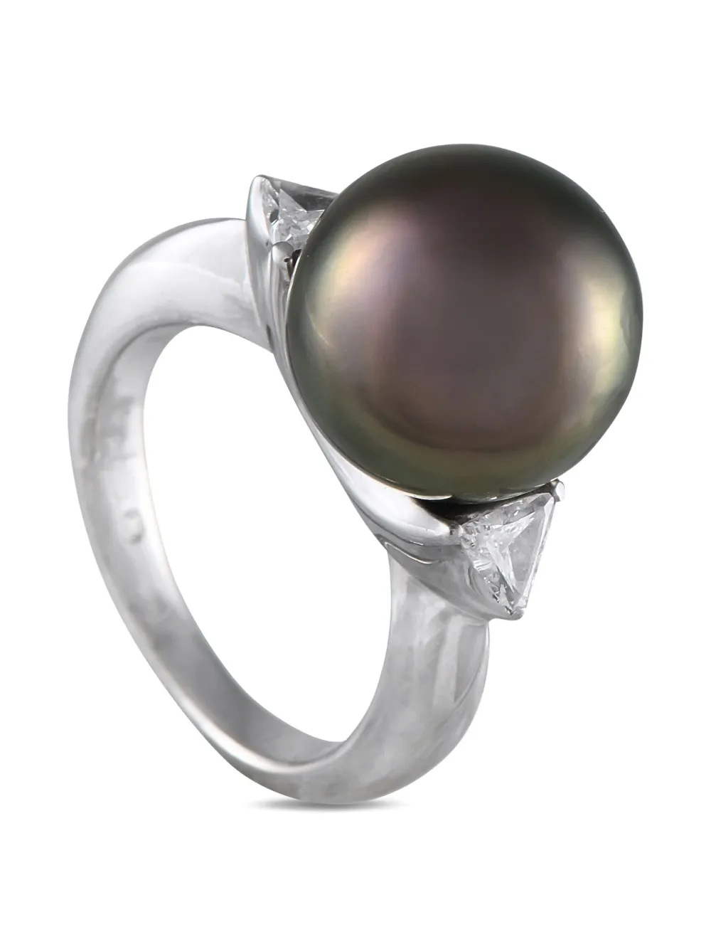 LB Exclusive platinum diamond and Tahitian pearl ring - Argento