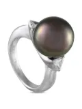 LB Exclusive platinum diamond and Tahitian pearl ring - Silver