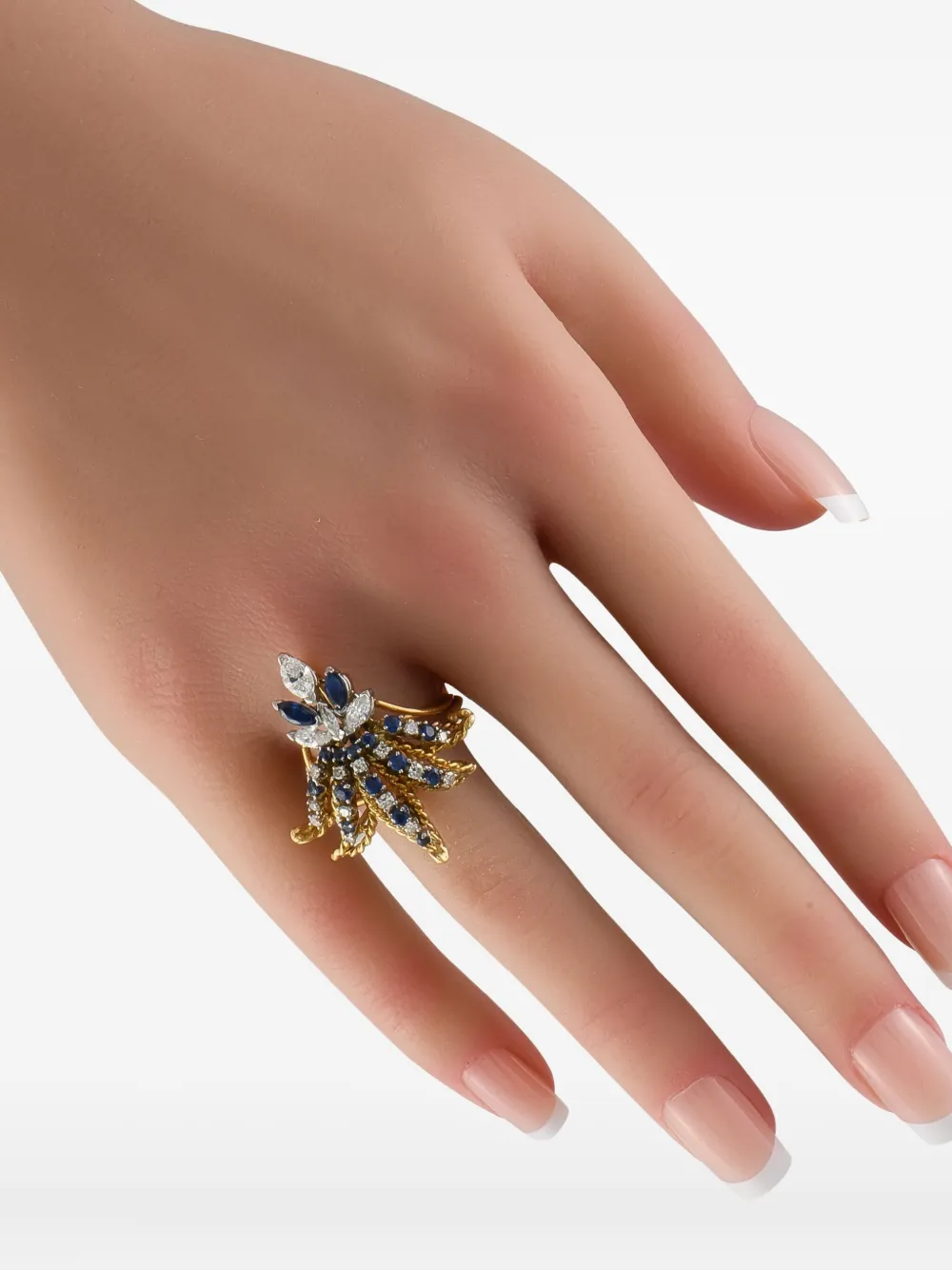 LB Exclusive Eighteen Karat Gold Sapphire Diamond Fleur De Lis Ring | Image 2