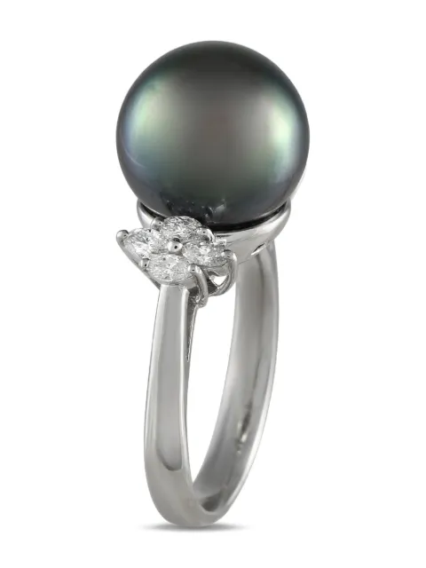 LB Exclusive platinum Tahitian pearl and diamond ring