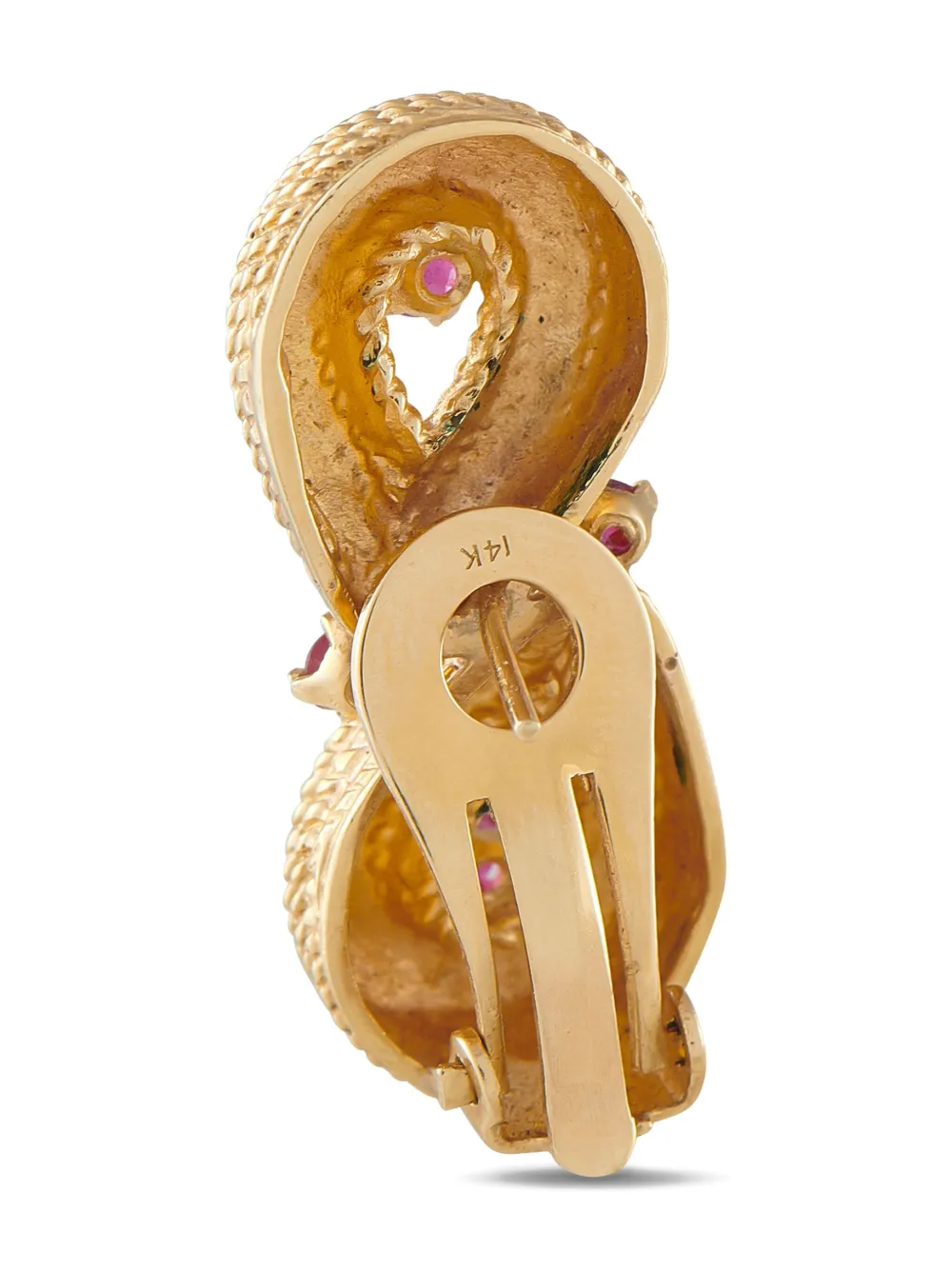 LB Exclusive 14K yellow gold ruby and diamond earrings | Image 2