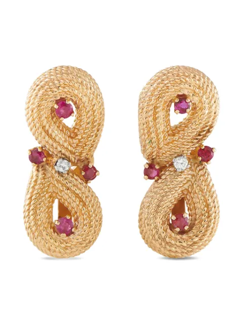 LB Exclusive 14K yellow gold ruby and diamond earrings