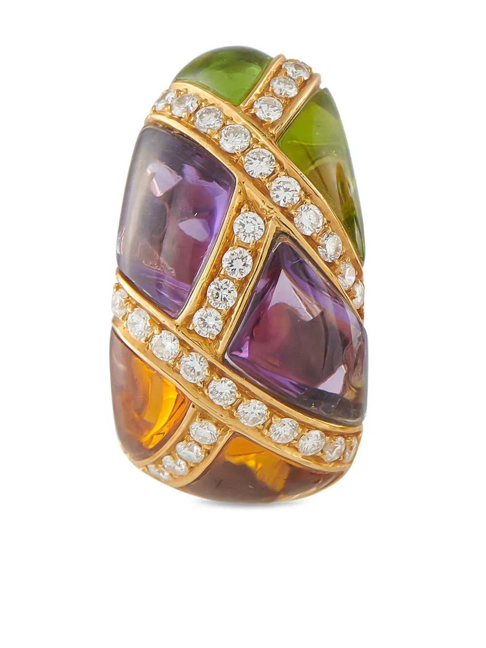 Pre-owned Lb Exclusive 18kt Yellow Gold Multi-stone Earrings