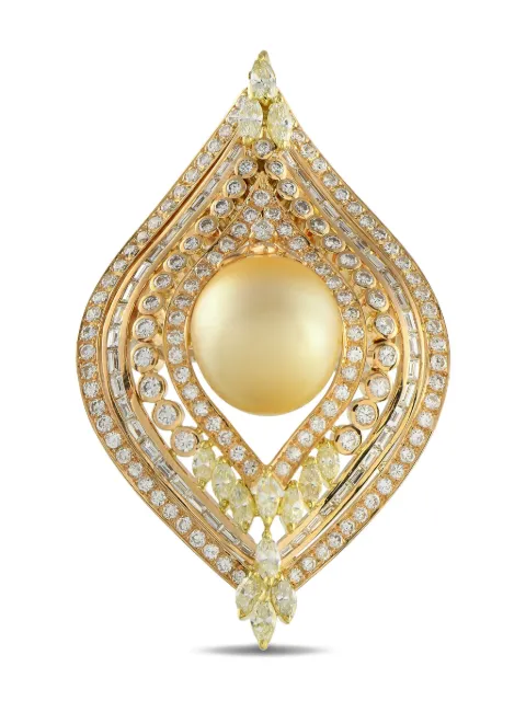 LB Exclusive 18K yellow gold diamond and pearl pendant