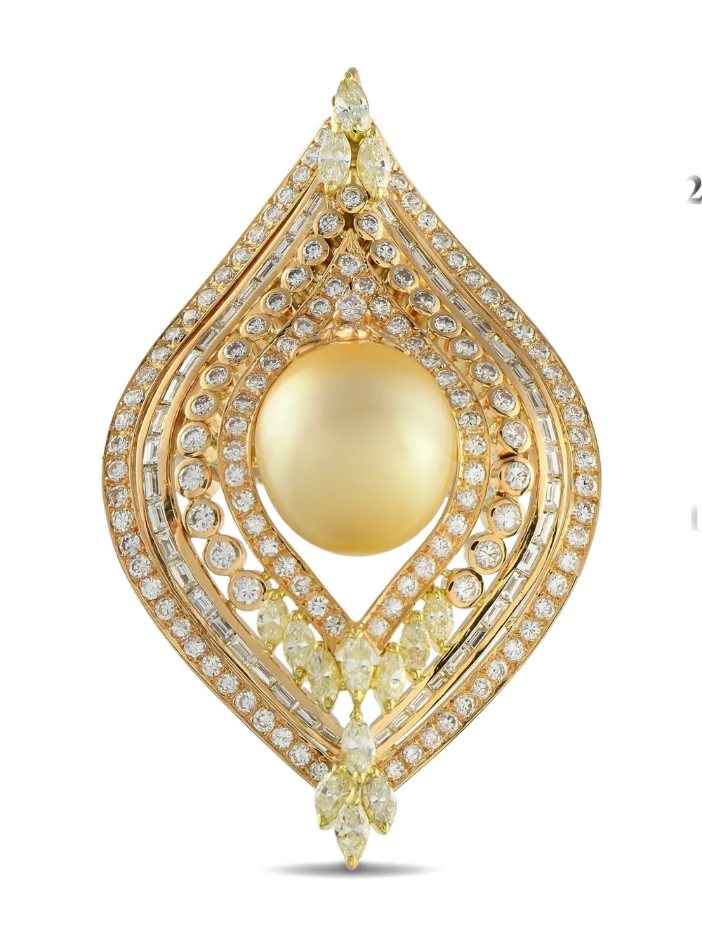 LB Exclusive 18K yellow gold diamond and pearl pendant | Image 2