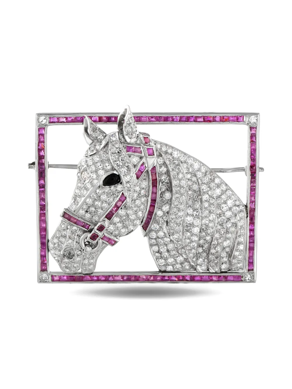 LB Exclusive Horse ダイヤモンド&ルビーブローチ - シルバートーン LB Exclusive Horse ダイヤモンド&ルビーブローチ - シルバートーン