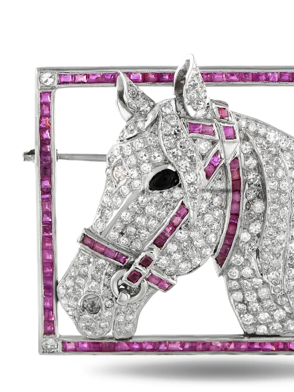LB Exclusive platinum Horse diamond and ruby brooch | Image 2