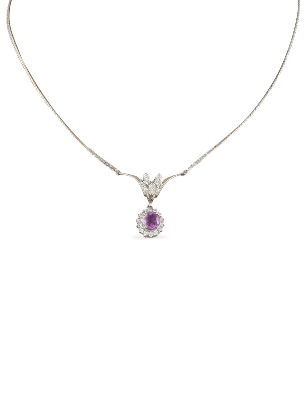 LB Exclusive 18kt white gold Halo sapphire necklace | Pre-Owned | Image 2