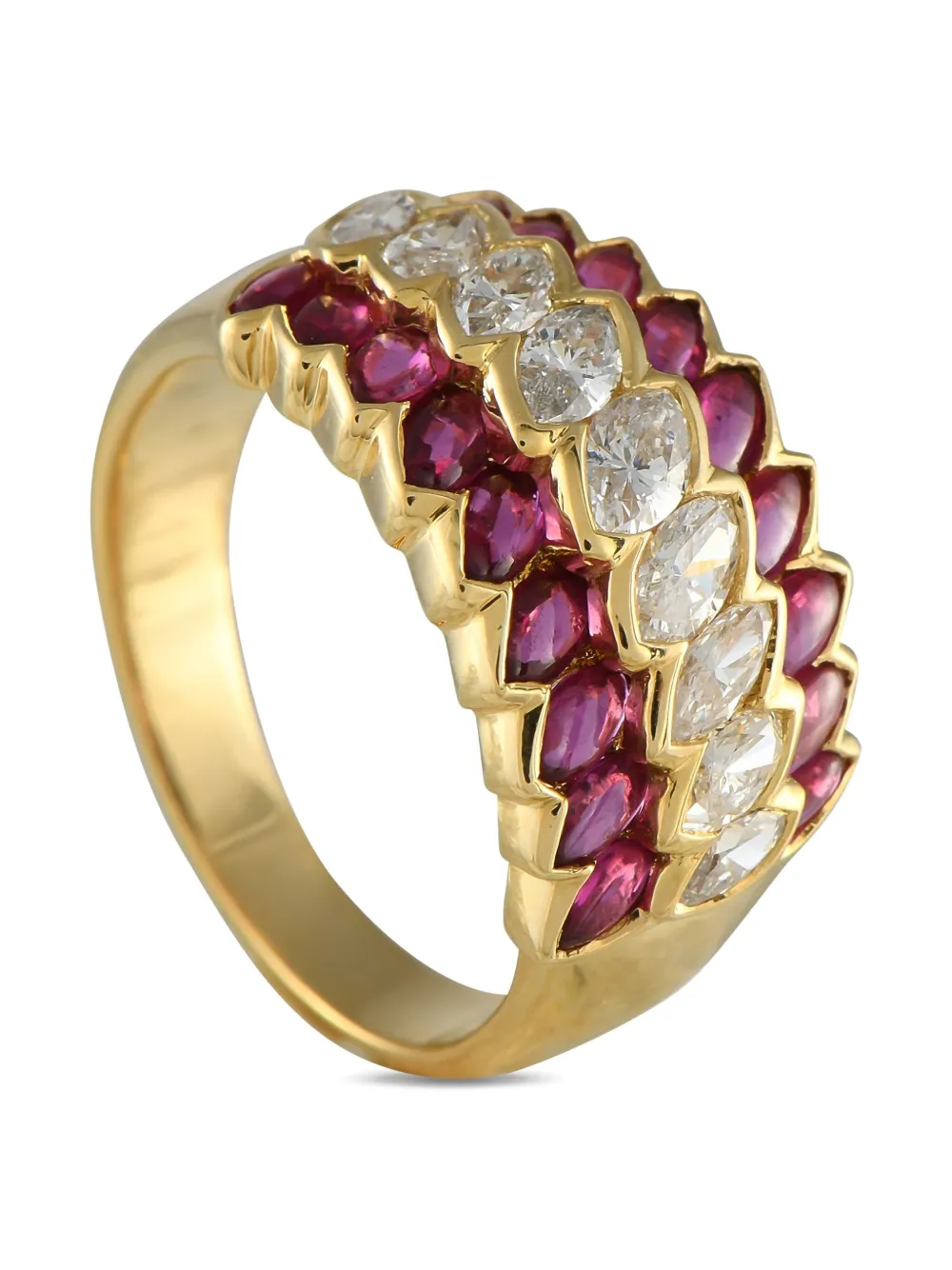 Pre-owned Lb Exclusive 18k Yellow Gold Diamond And Ruby Ring
