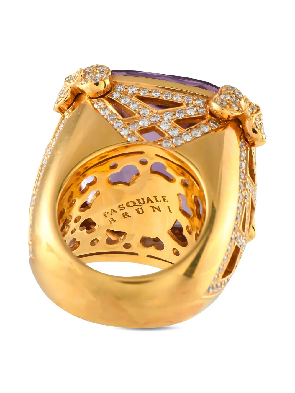 Pre-owned Pasquale Bruni 18k Yellow Gold Diamond And Amethyst Ring