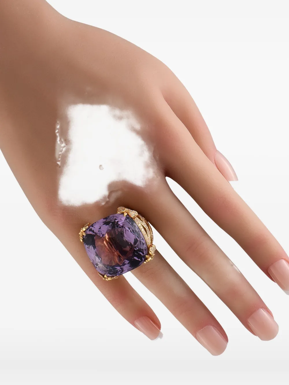 Pre-owned Pasquale Bruni 18k Yellow Gold Diamond And Amethyst Ring