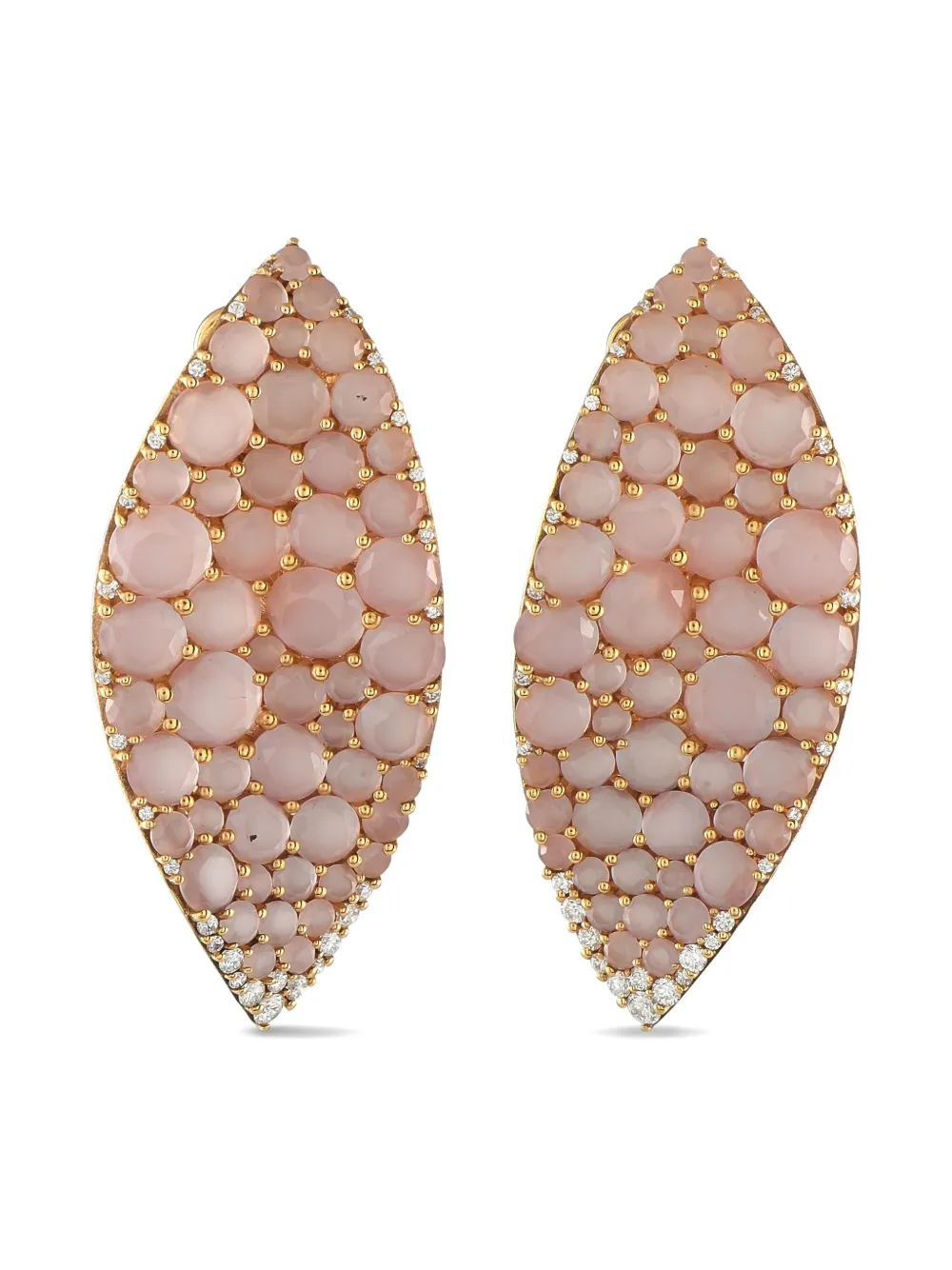 Pre-owned Pasquale Bruni 18k Yellow Gold Diamond And Pink Quartz Earrings