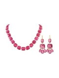 Baccarat 18K yellow gold crystal necklace earrings set