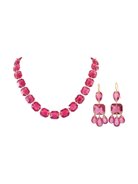 Baccarat 18K yellow gold crystal necklace earrings set