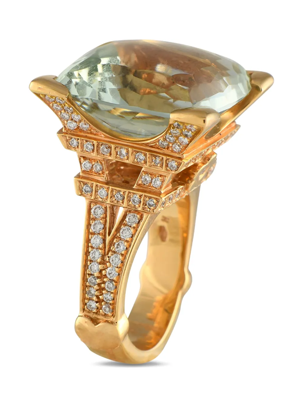 Pre-owned Pasquale Bruni 18k Yellow Gold Eiffel Tower Diamond And Beryll Ring