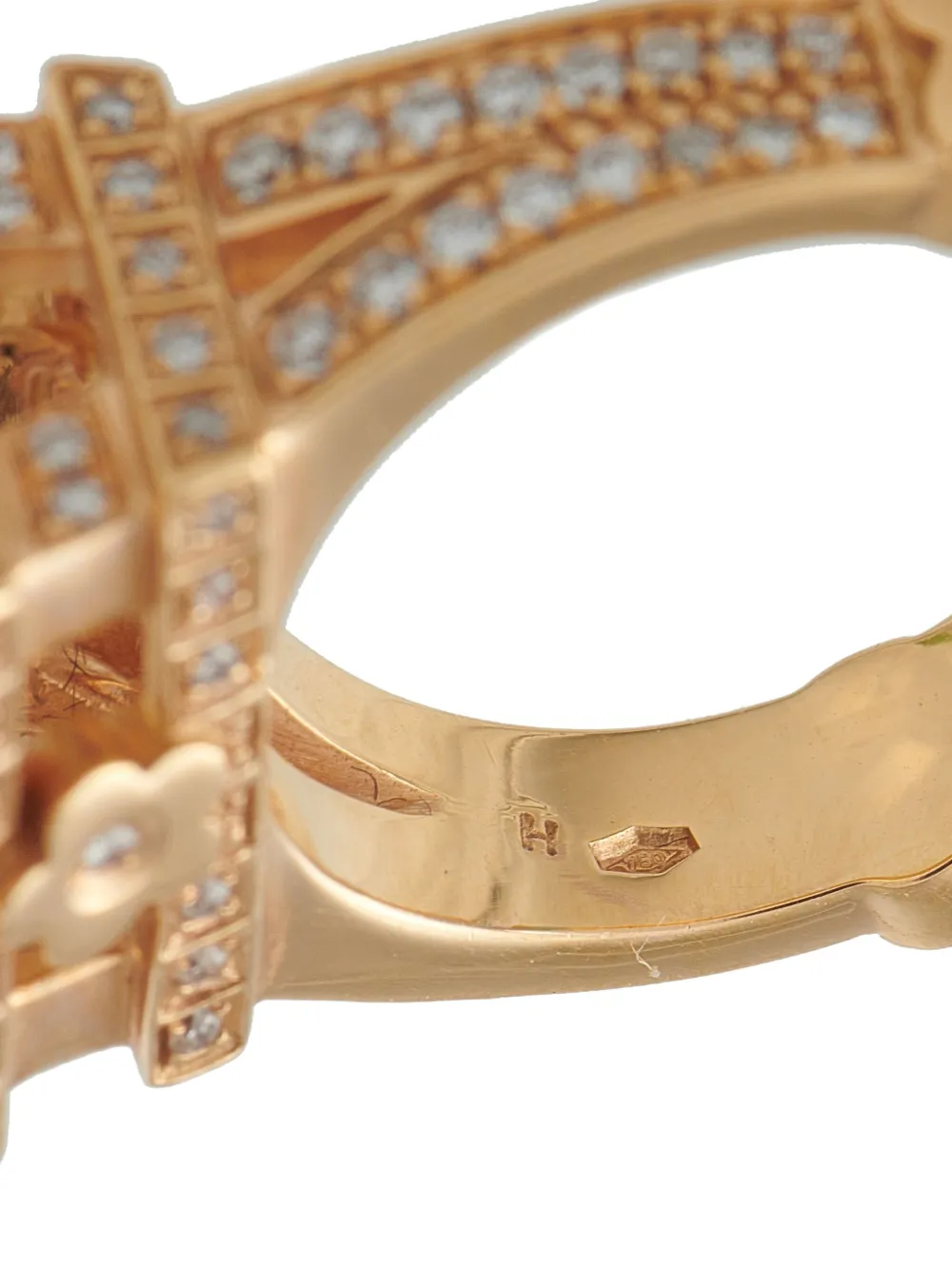 Pre-owned Pasquale Bruni 18k Yellow Gold Eiffel Tower Diamond And Beryll Ring