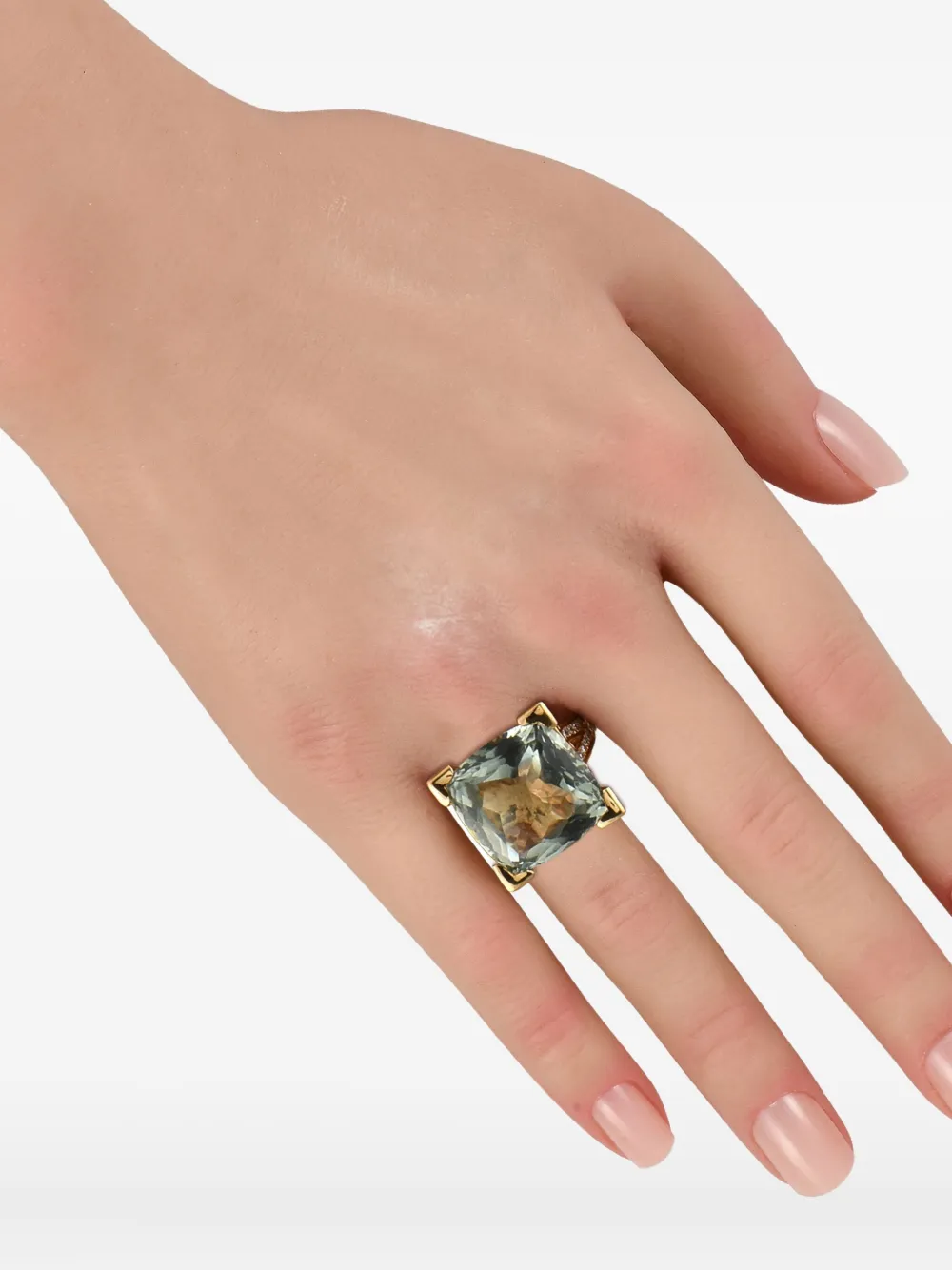 Pre-owned Pasquale Bruni 18k Yellow Gold Eiffel Tower Diamond And Beryll Ring