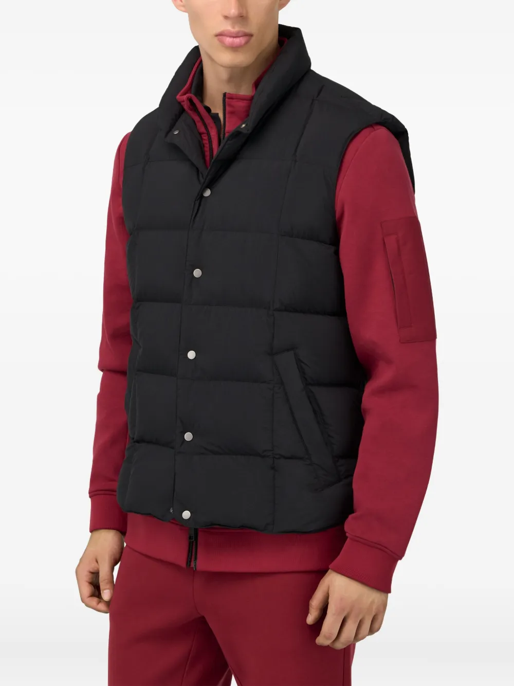 Boggi Milano Ens Black Stand-collar Quilted Shell-down Gilet Xxl In Black