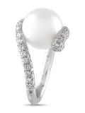Mikimoto 18K white gold diamond and pearl ring - Silver