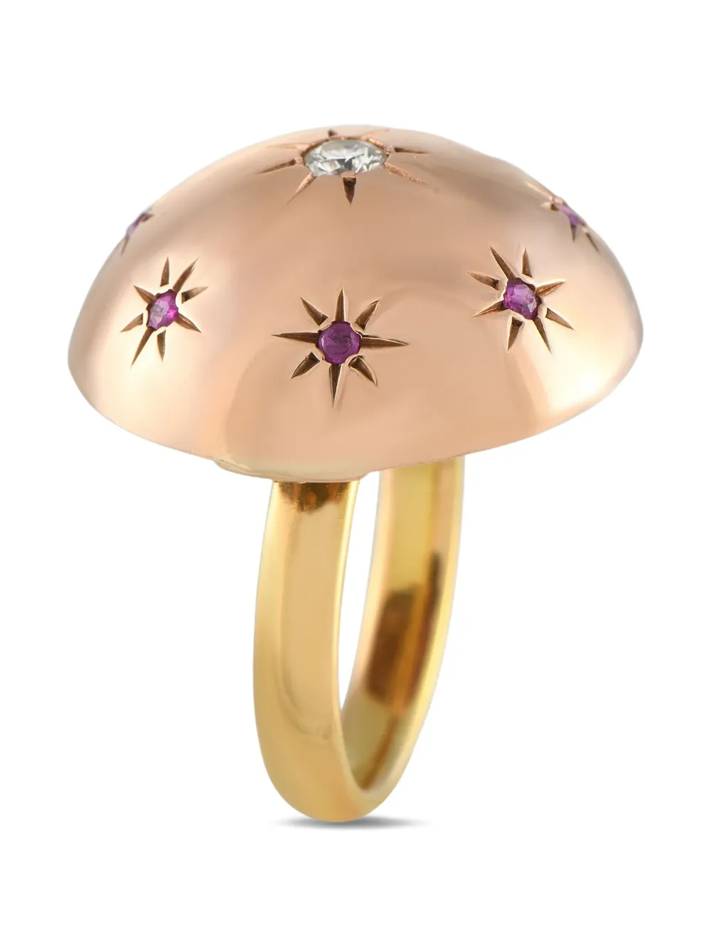 Pre-owned Lb Exclusive 18k Rose Gold Celestial Ruby And Diamond Ring In Pink