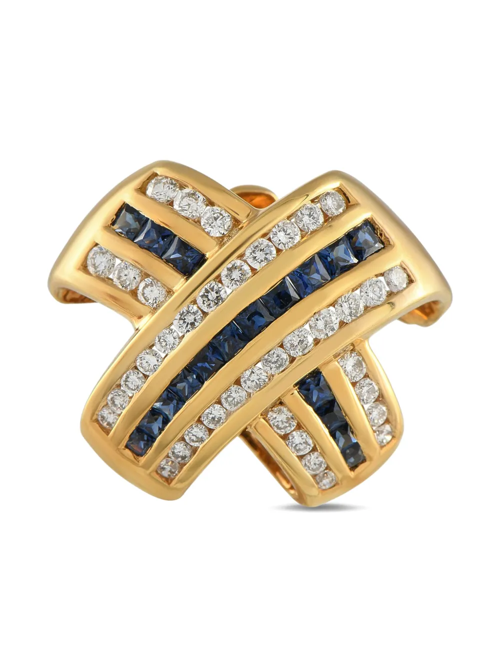 LB Exclusive 18K yellow gold crossover sapphire and diamond pendant | Image 2
