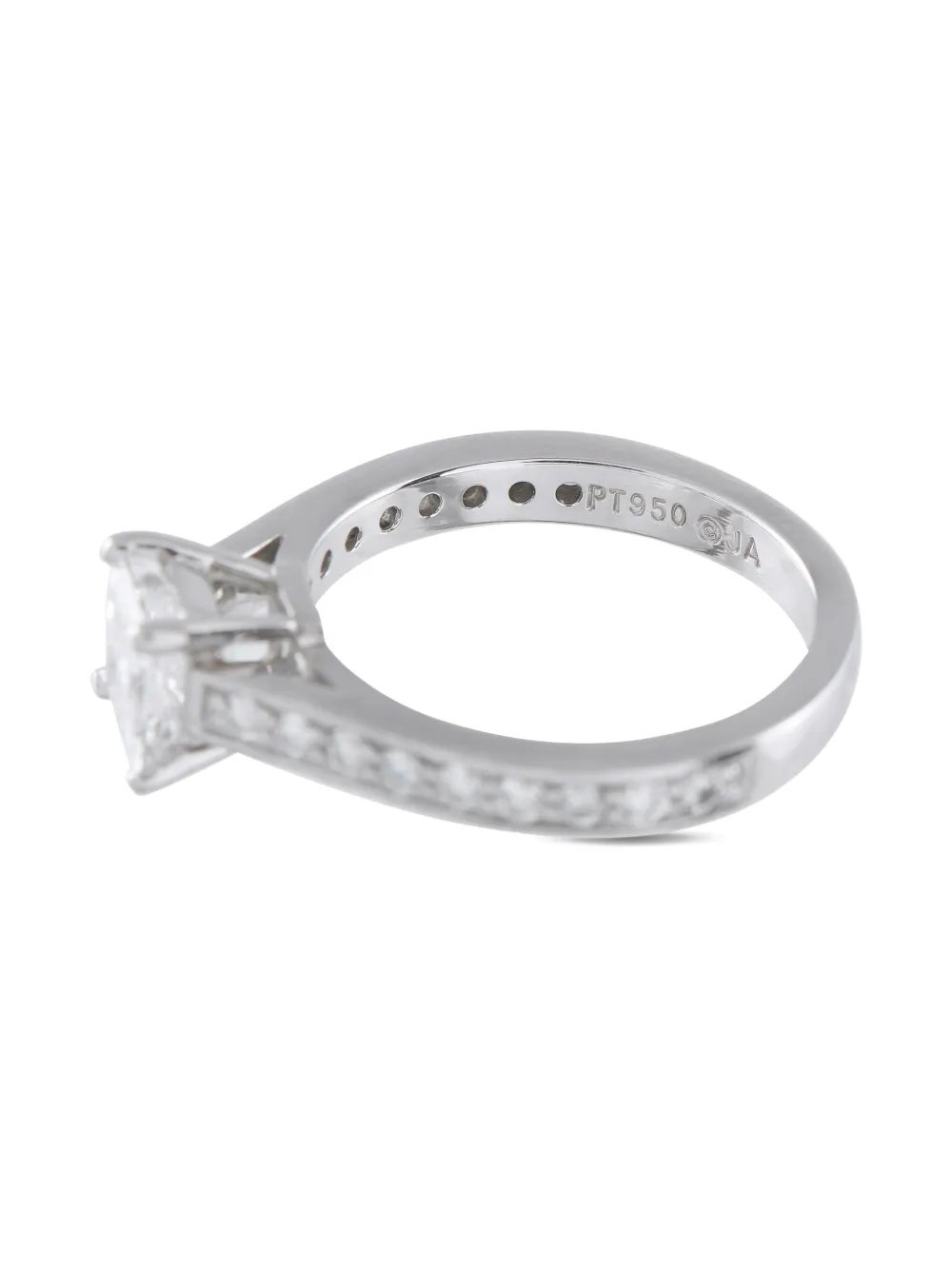 Pre-owned Lb Exclusive Platinum Cathedral Diamond Ring In Silver