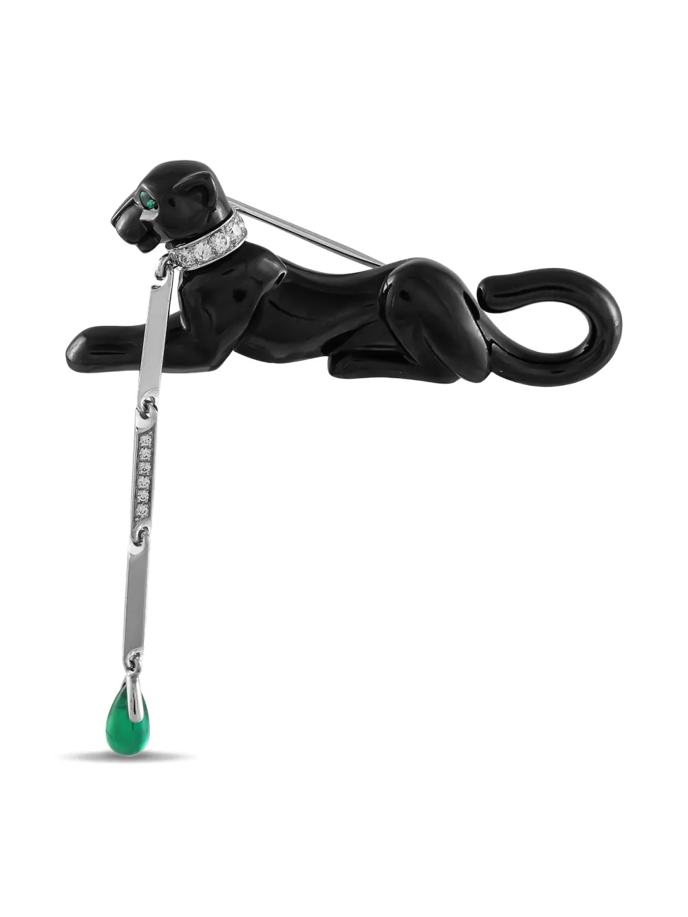 Cartier 18K white gold Panther diamond and emerald brooch | Black | Image 1