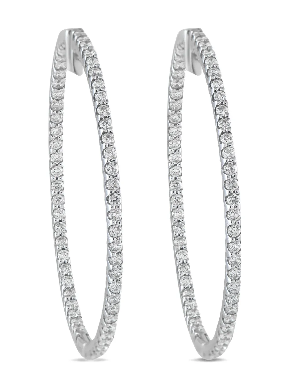 LB Exclusive 14K white gold diamond hoop earrings | Silver | Image 1