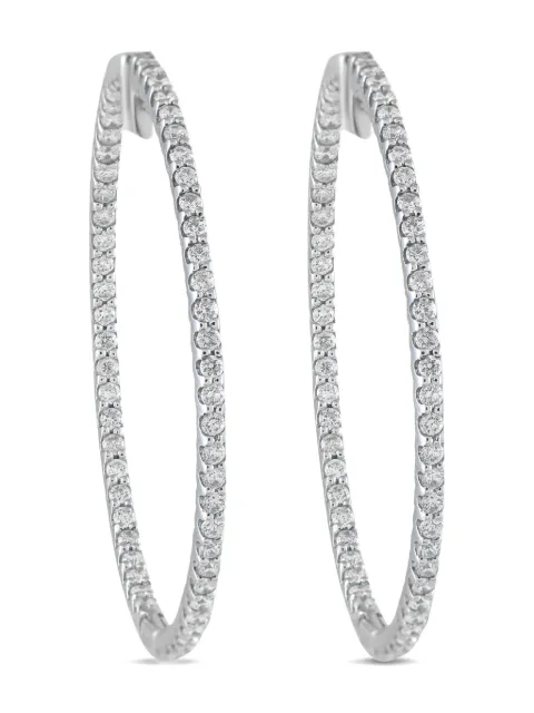 LB Exclusive 14K white gold diamond hoop earrings