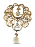 LB Exclusive platinum diamond and pearl brooch - Gold