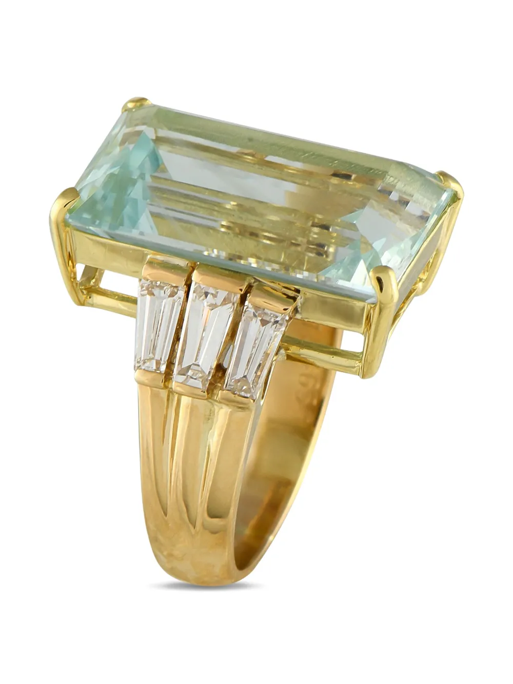 LB Exclusive 18K yellow gold aquamarine and diamond ring | Image 2