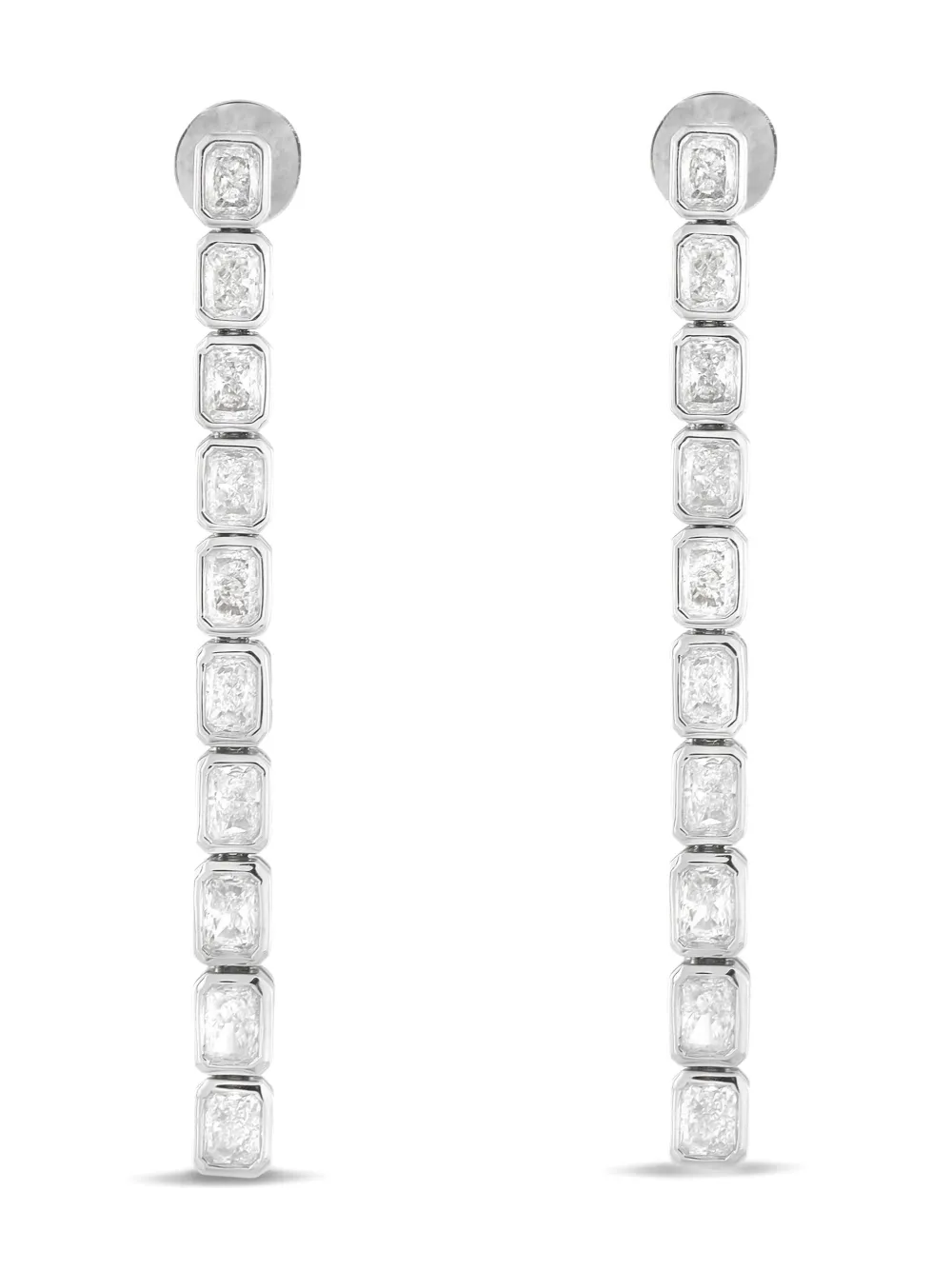 LB Exclusive 18K white gold diamond drop earrings | Silver | Image 1