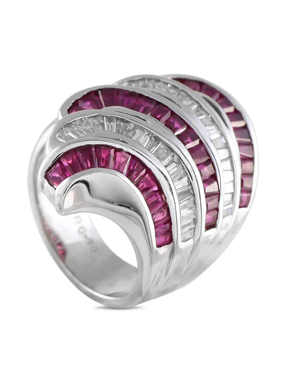 Pre-owned Lb Exclusive 18k White Gold Ruby And Diamond Ring In Silver