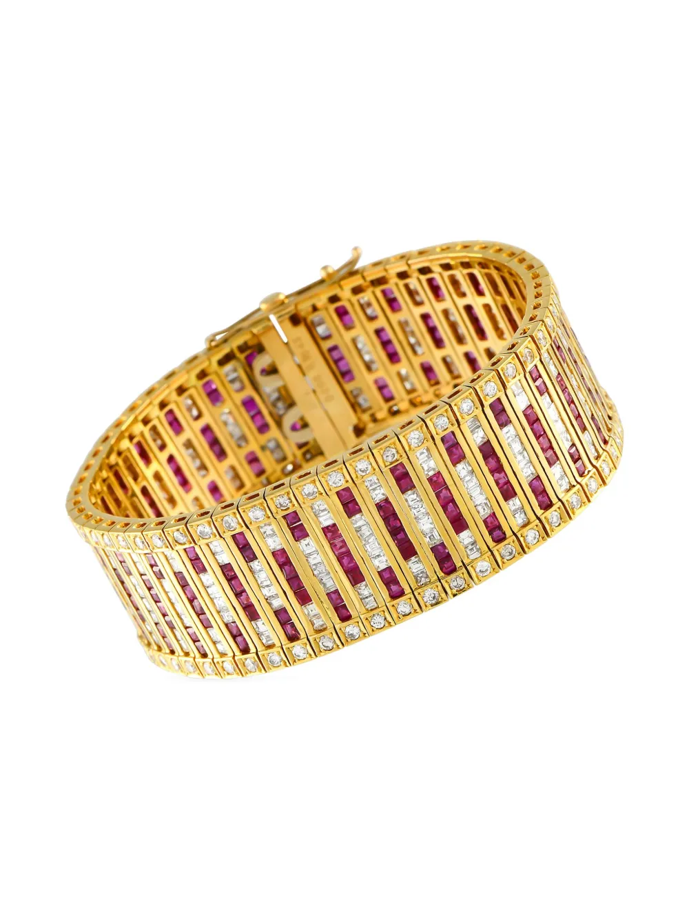 Pre-owned Lb Exclusive 18k Yellow Gold Diamond And Ruby Bracelet